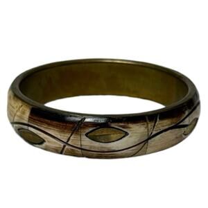 Vintage Bone and Brass Bangle Cuff Bracelet